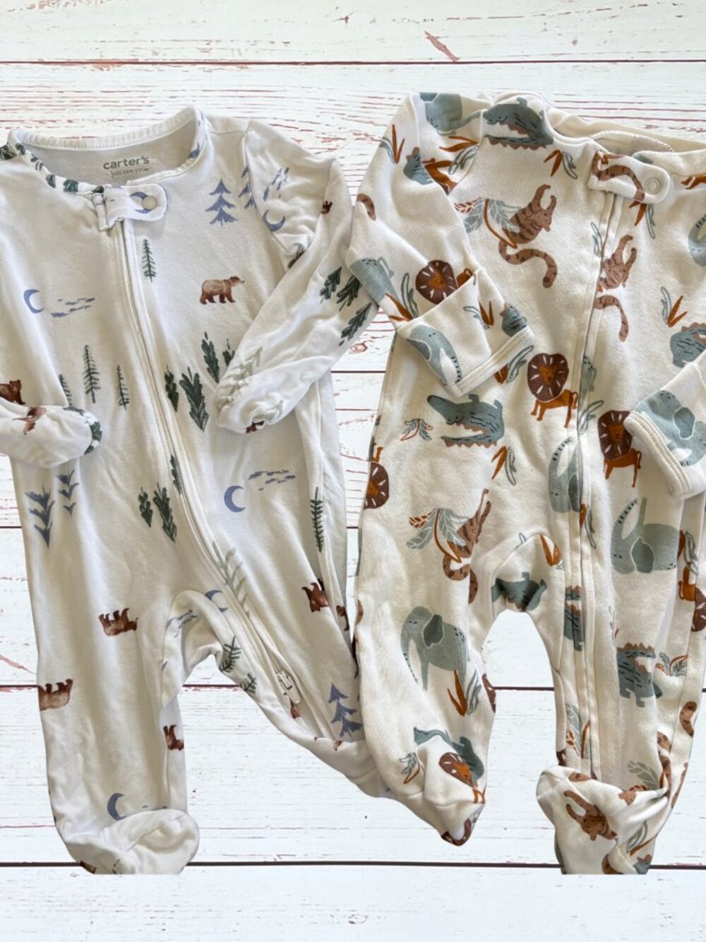 Carter’s Baby Boys 3 Month Animal Footie Pajama Bundle | Zip Sleepers Set of 2